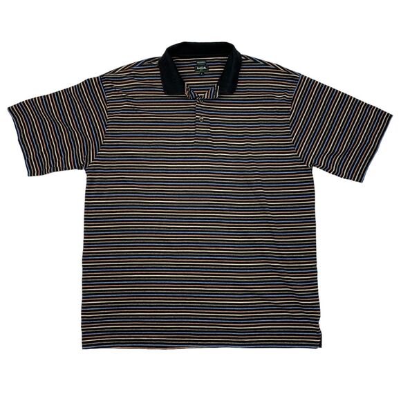 Bolle Golf Polo Shirt Mens L Large Black Cotton Blend Dry Comfort Striped - Picture 1 of 11